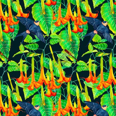 Angel Trumpets and Swallows by Andrew Watson